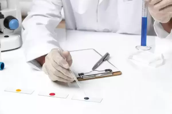 Um profissional realizando o teste rápido de diagnóstico