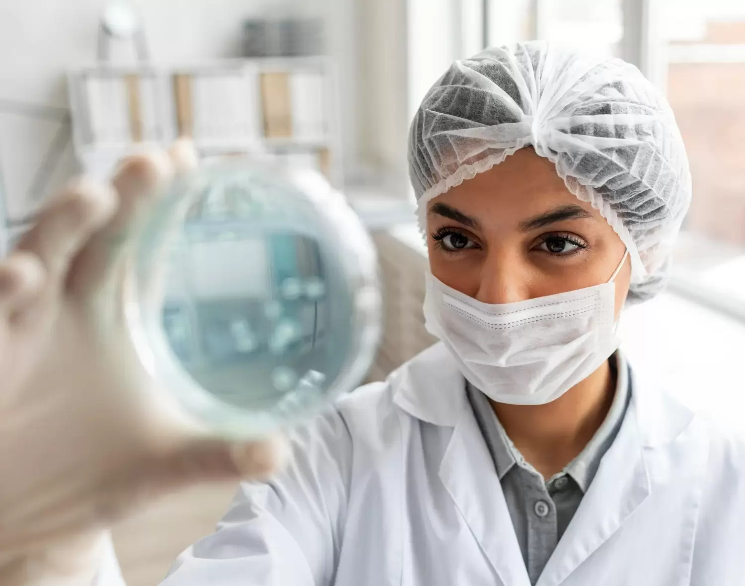Uma pesquisadora utiliza cepas referência